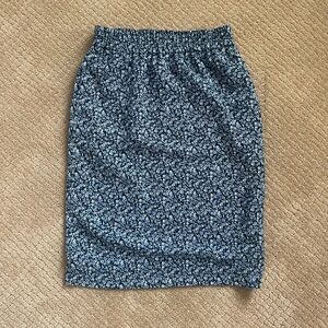 Floral Blue Women's Skirt with Pockets